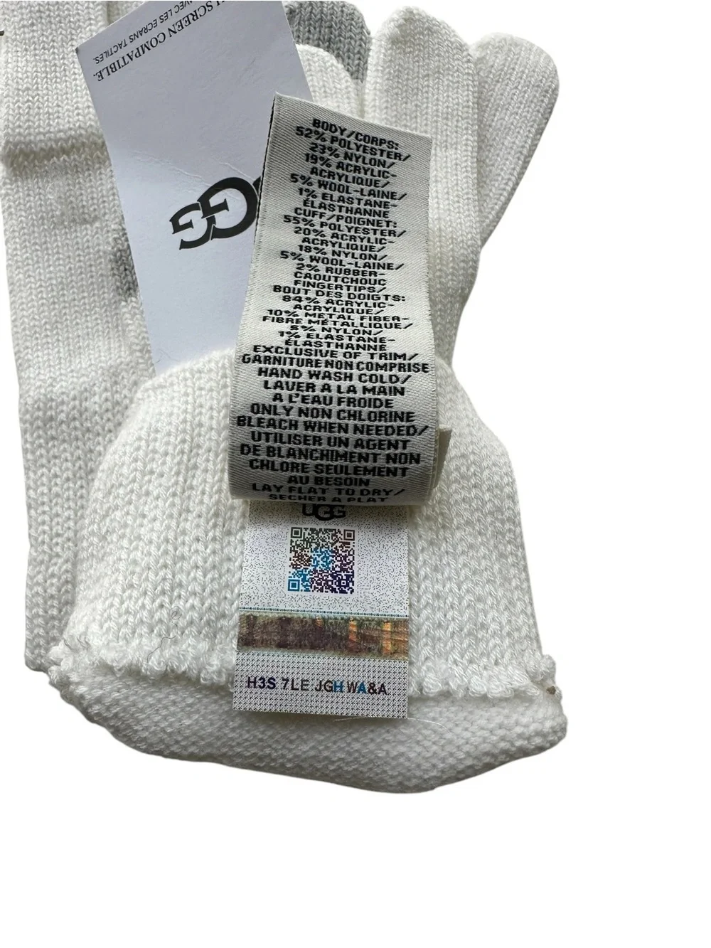 NWT UGG Women’s Ivory Knit Tech Touch Gloves Wool Blend One Size